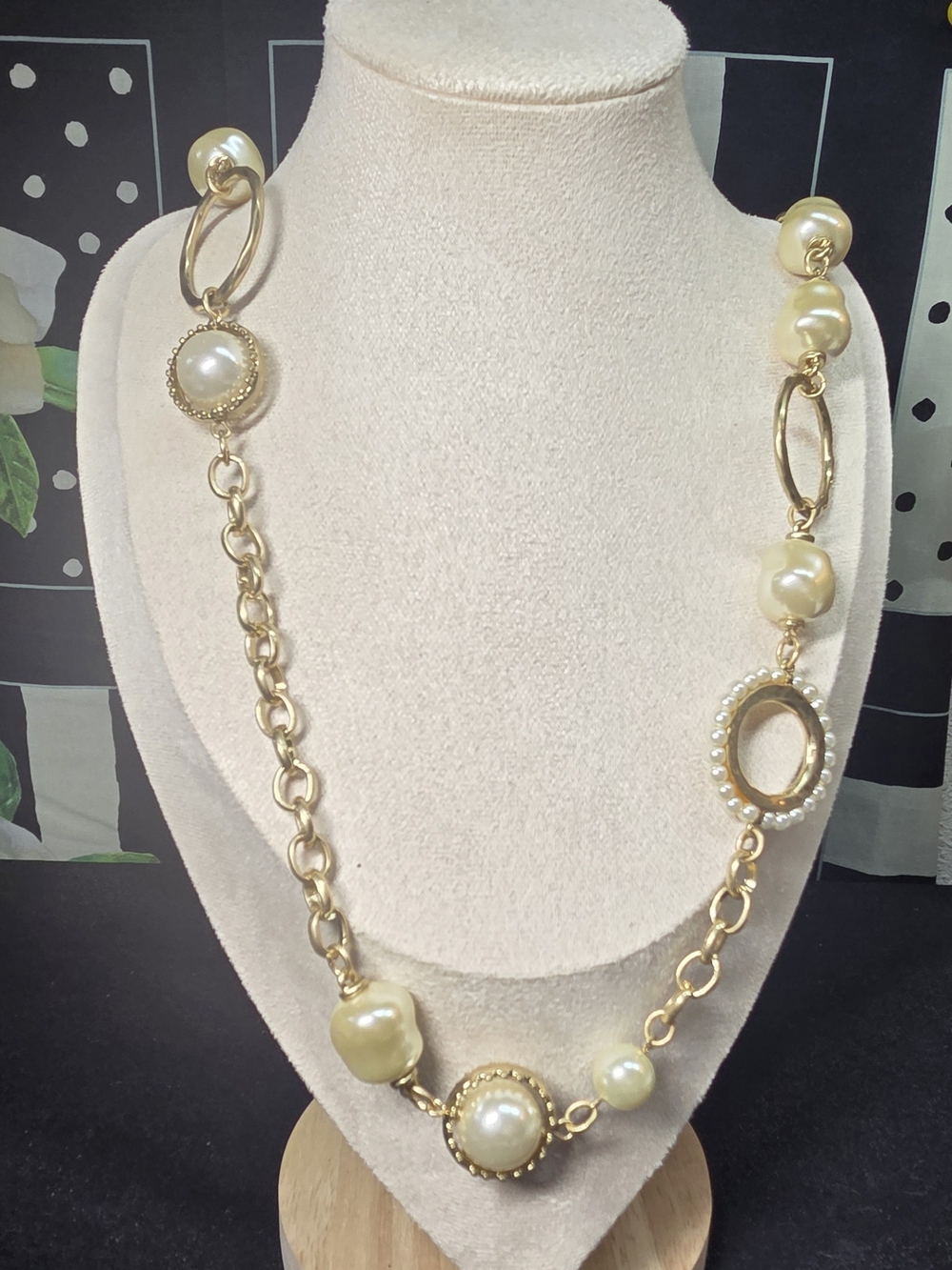 Chico's Gold-Tone Necklace with Cream Pearls
